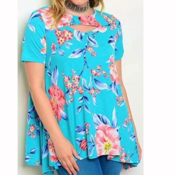 Floral Print Plus Size Shirt Blouse Top XL 1X 14 - Picture 3 of 6